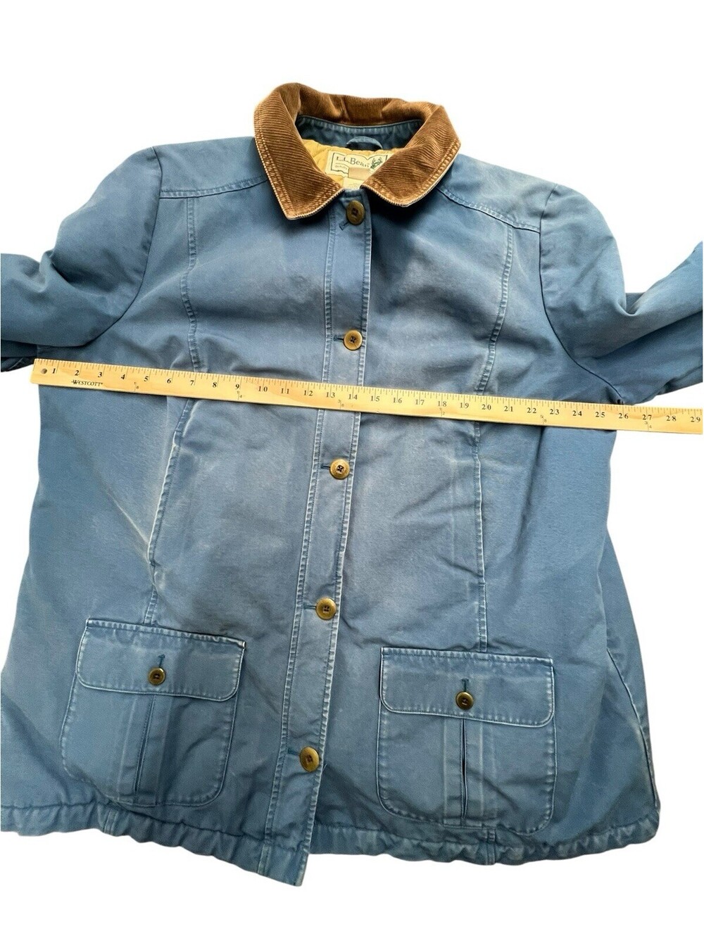 Vintage L.L.Bean Barn Coat Chore Jacket Blue Corduroy Collar 2X - Picture 5 of 6